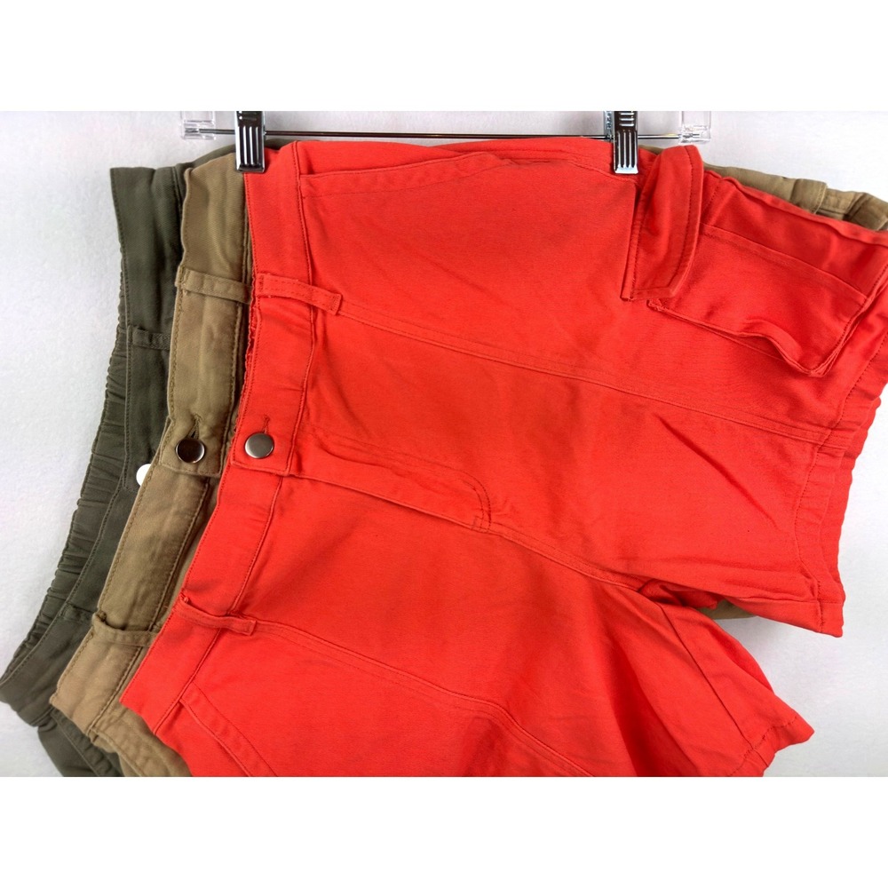 IVIR Women's Cargo Shorts Lot of 3‎ XL Olive Khaki Orange Utility Casual Stretch